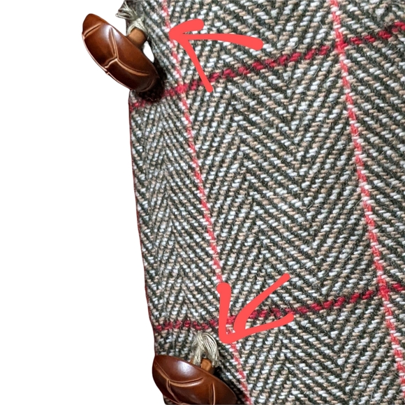 Gap wool blend plaid blazer faux leather wrap button lined preppy busine… - Picture 11 of 12